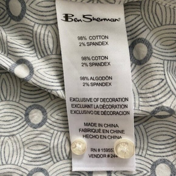 BEN SHERMAN Short Sleeve Retro Blue Print Shirt Sz Medium - Picture 7 of 12